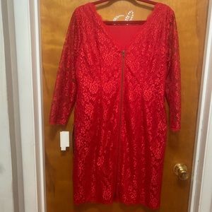 New red lace dress